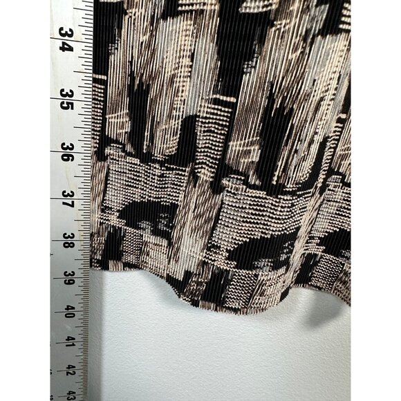 Vintage Lori Weidner Skirt Size 10 Womens Midi Abstract Stretch Ribbed Black Tan - Picture 5 of 9